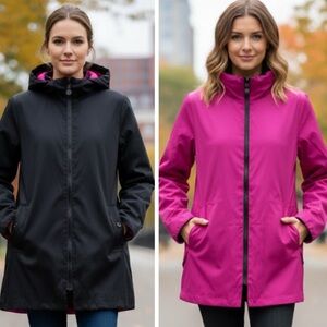 Mycra Pac Women’s Reversible Black Pink Hooded Jacket Size S/M Lightweight